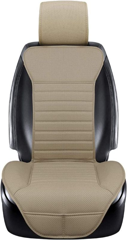 Photo 1 of EDEALYN (2PCS) Driver and Passenger Seat Cover PU Leather Seat Covers Universal Car Seat Covers Front seat Protector Covers Fit Most Sedans &Truck &SUV (2 PCS Beige)
