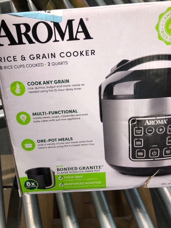 Photo 2 of Aroma Housewares ARC-914SBD Digital Cool-Touch Rice Grain Cooker and Food Steamer, Stainless, Silver