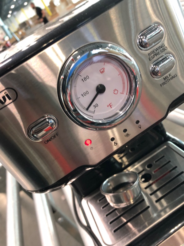 Photo 5 of Gevi Espresso Machine with steamer 15 Bar Pump Pressure, Cappuccino Coffee Maker with Milk Foaming Steam Wand for Latte, Mocha, Cappuccino, 1.5L Water Tank, 1100W, Black1