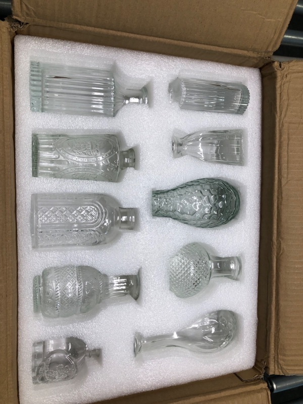 Photo 1 of Bonne Ambiance Glass Bud Vase Set of 30 - Small Vases for Flowers, Clear Bud Vases in Bulk, Cute Glass Vases for Centerpieces, Mini Vintage Vase for Rustic Wedding Decorations Clear-style1&2&3 30 PCS