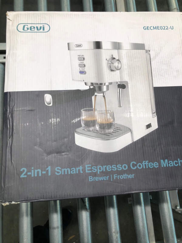 Photo 5 of Gevi Espresso Machine 20 Bar Fast Heating Automatic White Espresso Machine with Milk Frother Cappuccino Maker for Espresso, Latte, Macchiato, 1.2L Water Tank, 1350W, White