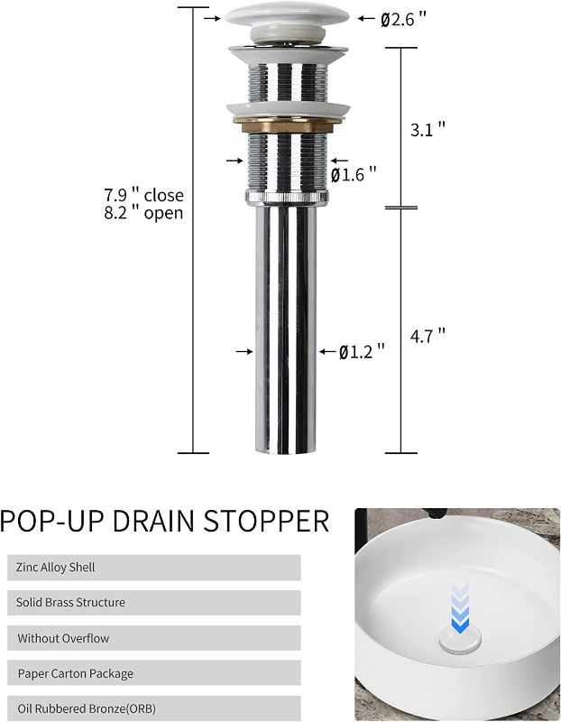 Photo 1 of Bathroom Vessel Sink - SENTANI 14.4" Above Counter Bathroom Sink with Pop Up Drain - 