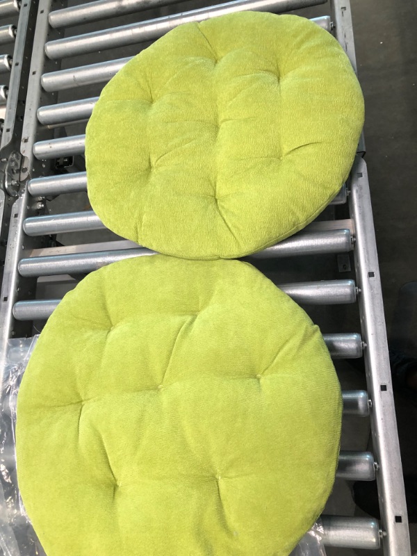 Photo 3 of Chair Seat Cushion Pads for Kitchen Set of 2 Non Slip Round Seat Pads for Dining Chairs High Stool Chairs Bistro Bar Seat 16 x 16 Inch, green 16x16 inch
