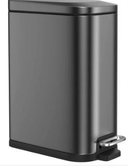 Photo 1 of BETHEBEST 15 Liter/4 Gallon Trash Can with Soft Close Lid,Stainless Steel Trash Can with Removable Wastebasket, Rectangular Trash Can for Bathroom,Kitchen,Office (Titanium Black)