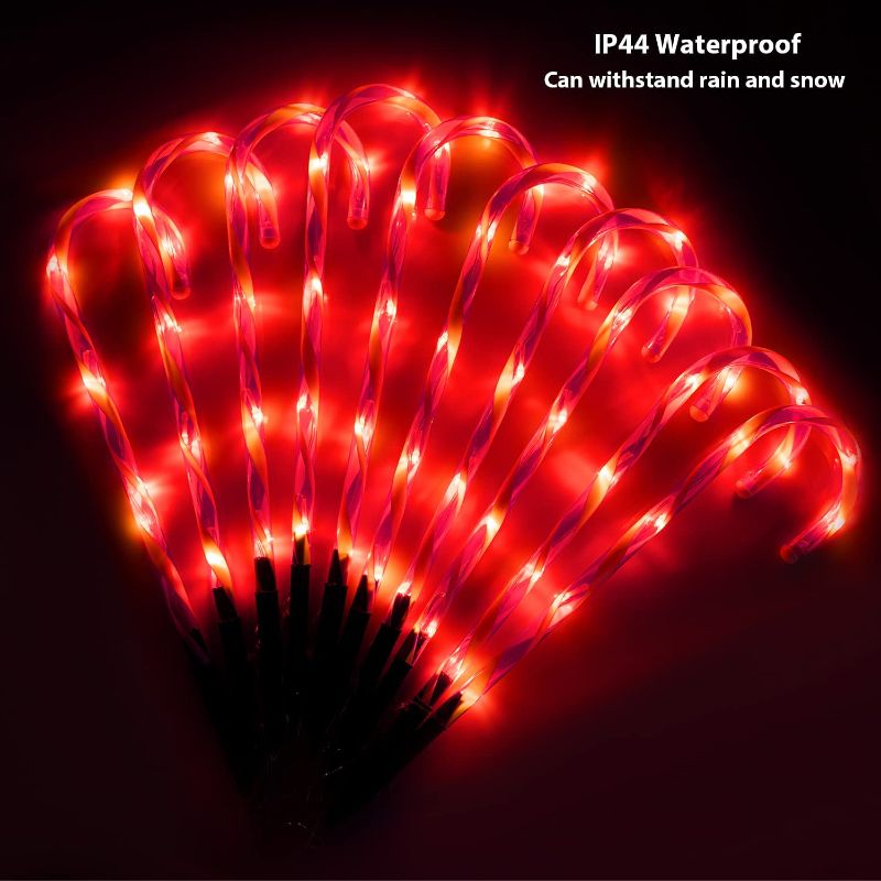 Photo 1 of Candy Cane Outdoor Landscape Lights - 10 Pack 60 Red LEDs 21in Lighted Christmas Path Lights String