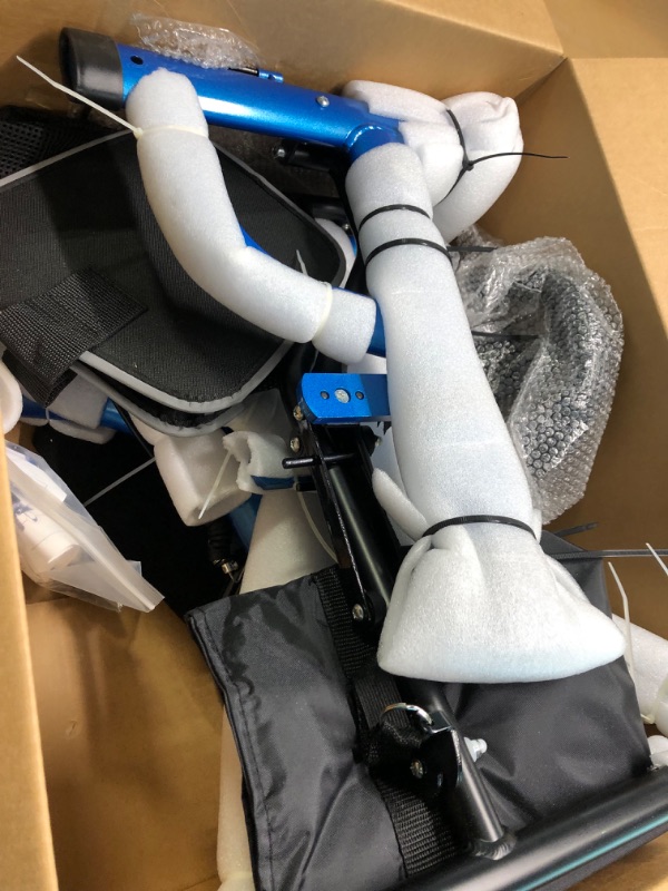 Photo 1 of SIMGOAL Rollator Walker with 8'' Wheels with Height Adjustable Folding Medical Roller Walker Bearing 300lbs Blue
