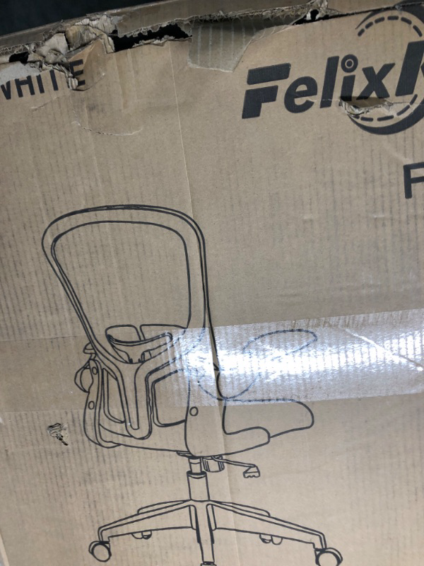 Photo 3 of FelixKing Office Chair, Ergonomic Desk Chair with Adjustable Height, Swivel Computer Mesh Chair with Lumbar Support and Flip-up Arms, Backrest with Breathable Mesh (White) FK936 White