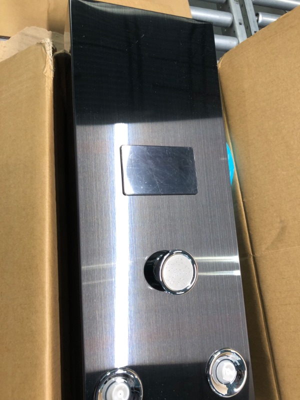 Photo 1 of YAGATAP LED Shower Panel Tower System,Hydroelectricity Display Rain Massage Full Body Shower System with Jets,Bathroom 6-Function Shower Tower with LED Rainfall Waterfall Shower Head,Black……… Black-HFT8009