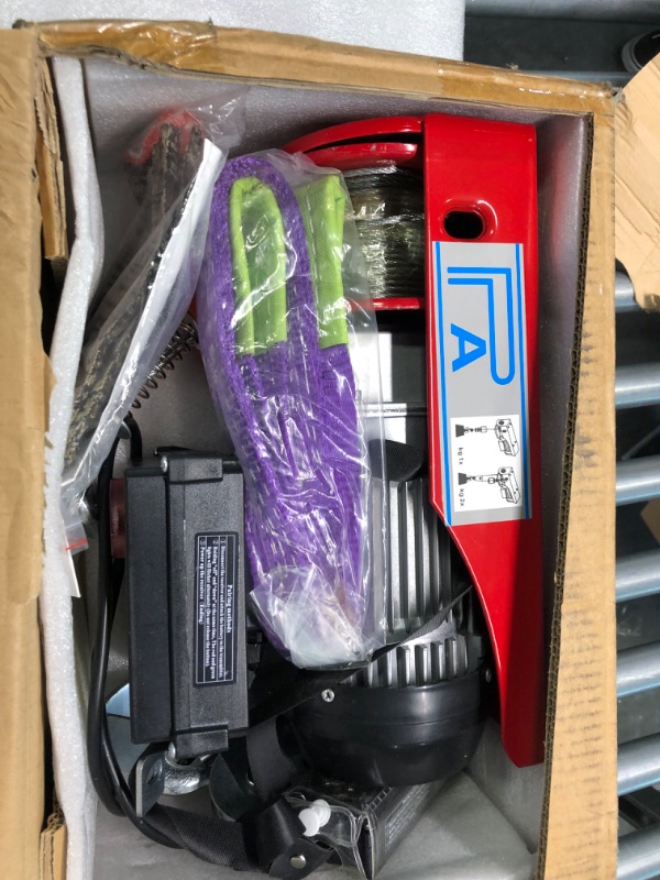 Photo 1 of Electric Hoist, 440 Lbs Lift Electric Winch Crane Power System with Wireless Remote Control, 110V Electric Wire Crane for Factories, Warehouses, Construction, Building, Goods Lifting 440LBS