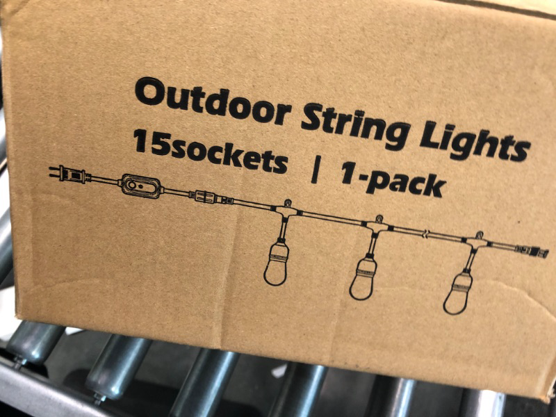 Photo 2 of 3 Color Outdoor LED Dimmable String Lights for Patio with Remote, Plug in 48FT Waterproof LED Edison Bulb String Light, Warm White Daylight White Shatterproof LED Light String for Cafe Bistro Pergola