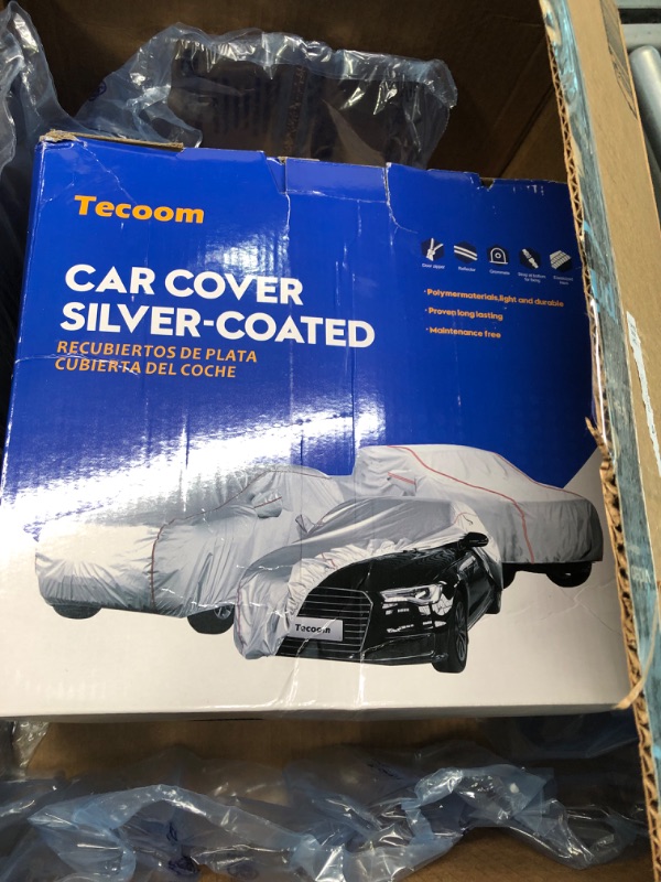Photo 1 of Tecoom Light Shell Breathable Material Classic Zipper Design Waterproof UV-Proof Windproof Car Cover with Storage and Lock for All Weather Indoor Outdoor Fit 191-205 Inches SUV One Layer YXL: Fit 191-205 inches SUV