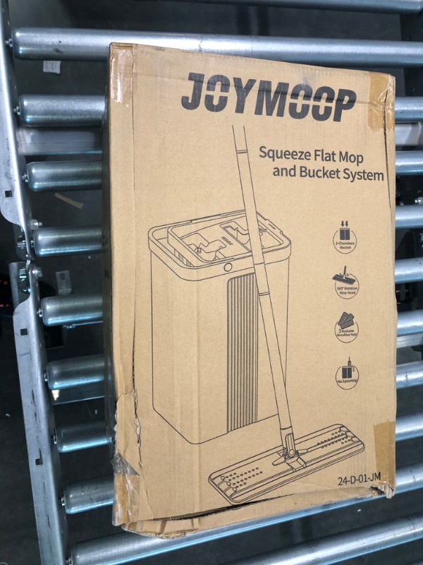 Photo 1 of JOYMOOP Mop and Bucket with Wringer Set, Flat Floor Mop and Bucket, Mop for Floor Cleaning with 3 Microfiber Pads, Wet and Dry Use, Household Cleaning Tools, for Hardwood, Laminate, Tile
