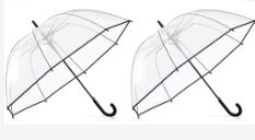 Photo 1 of 2 Pack Clear Bubble Umbrella Wedding Auto Open Clear Dome Umbrella Windproof Transparent Wedding Umbrella with J Hook Handle for Weddings, Prom, Graduation and Outdoor Events Black Edge