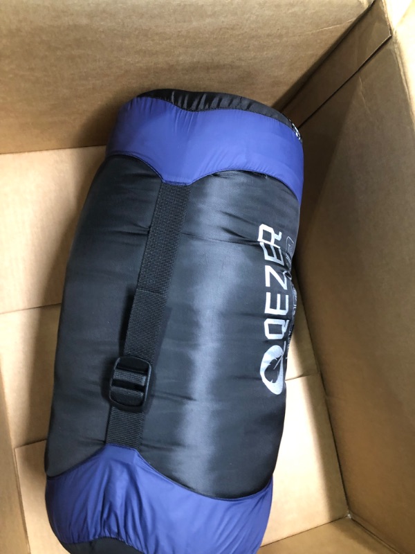 Photo 4 of QEZER Down Sleeping Bag for Adults 0°F 10°F 15°F 20°F 32°F Backpacking Sleeping Bag with Free Compression Sack 15°F - Black - Right Zip