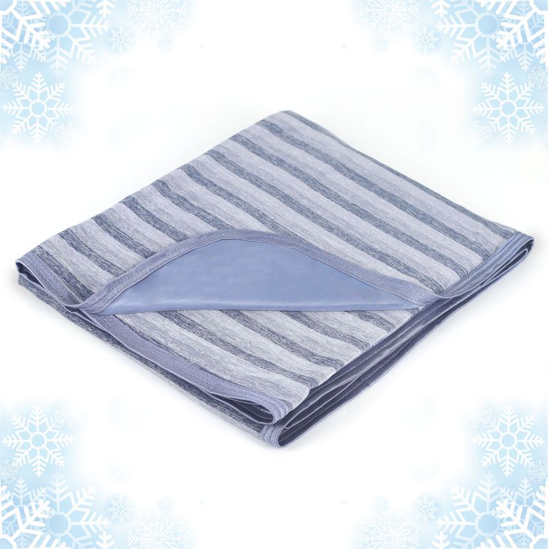 Photo 1 of Ailemei Cooling Throw Blanket with Double Side Cooling Effect, 50"x70" Throw XL, Navy Blue Stripe
