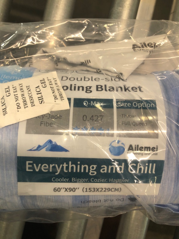 Photo 5 of Ailemei Cooling Throw Blanket with Double Side Cooling Effect, 50"x70" Throw XL, Navy Blue Stripe
