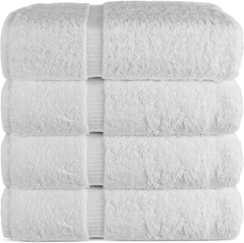 Photo 1 of Chakir Turkish Linens 100% Cotton Premium Turkish Towels for Bathroom | 27'' x 54'' (4-Piece Bath Towels - White)
