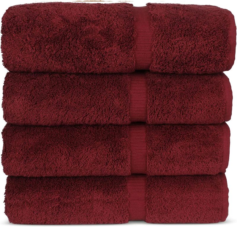 Photo 1 of Chakir Turkish Linens 100% Cotton Premium Turkish Towels for Bathroom | 27'' x 54'' (4-Piece Bath Towels - Cranberry)
