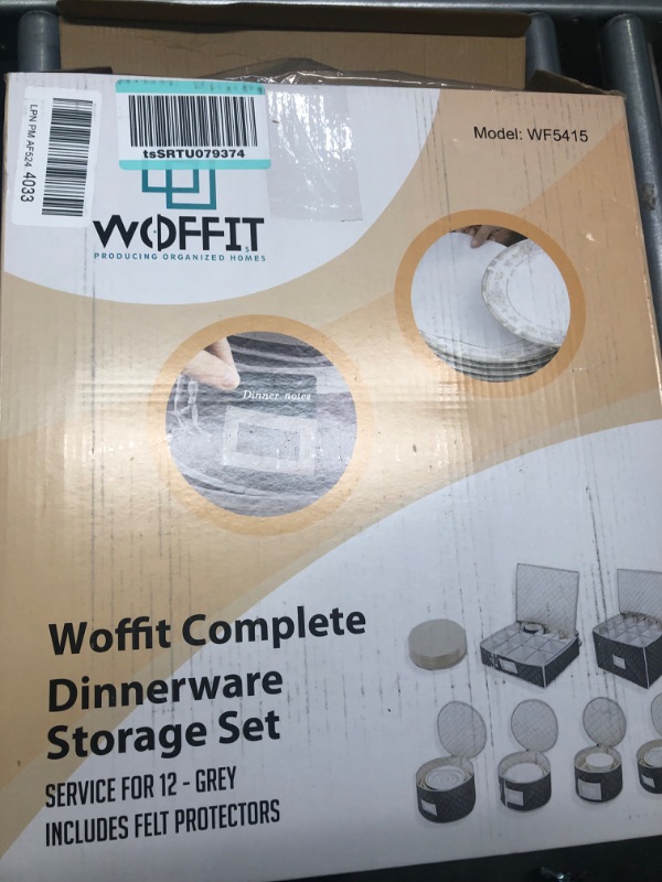 Photo 4 of Woffit China Storage Containers - 6 Pack, Quilted Dinnerware & Stemware Set Bins for Packing Dishes and Glasses w/ 48 Felt Protectors - Essential Dish Supplies for Moving, Christmas, Seasonal Storage Gray? 6-Piece Set for Plates & Cups