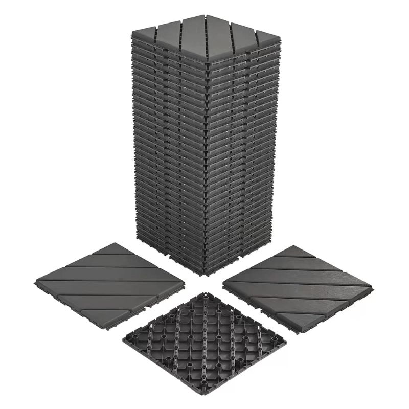 Photo 1 of 36 sq. ft Plastic Interlocking Deck Tiles,36 Pack Patio Deck Tiles,12"x12" Waterproof Outdoor Flooring All Weather Use,Patio Floor Decking Tiles for Porch Poolside,Diagonal Stripes
