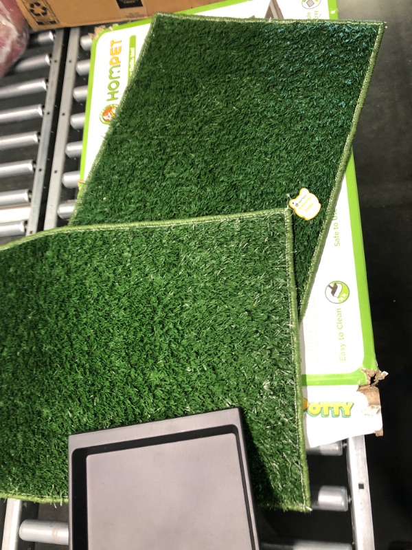 Photo 1 of Hompet Dog Grass Pad with Tray Large, Puppy Turf Potty Reusable Training Pads with Pee Baffle, Artificial Grass Patch for Indoor and Outdoor Use, Ideal for Small and Medium Dogs (30"×20")
