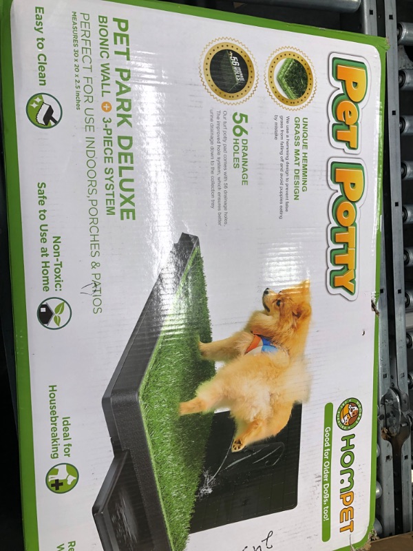 Photo 1 of Hompet Dog Grass Pad with Tray Large, Puppy Turf Potty Reusable Training Pads with Pee Baffle, Artificial Grass Patch for Indoor and Outdoor Use, Ideal for Small and Medium Dogs (30"×20")
