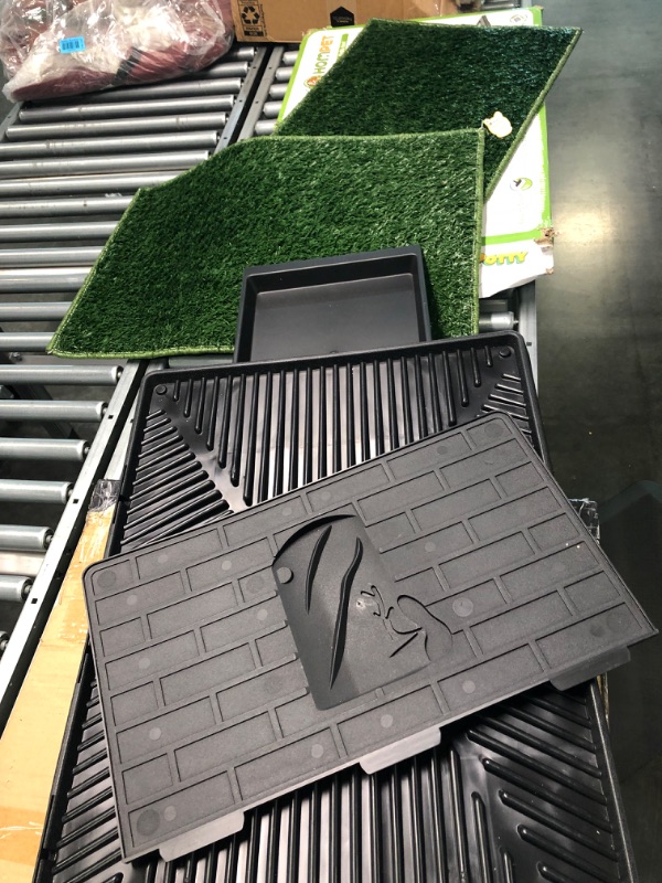 Photo 1 of Hompet Dog Grass Pad with Tray Large, Puppy Turf Potty Reusable Training Pads with Pee Baffle, Artificial Grass Patch for Indoor and Outdoor Use, Ideal for Small and Medium Dogs (30"×20")
