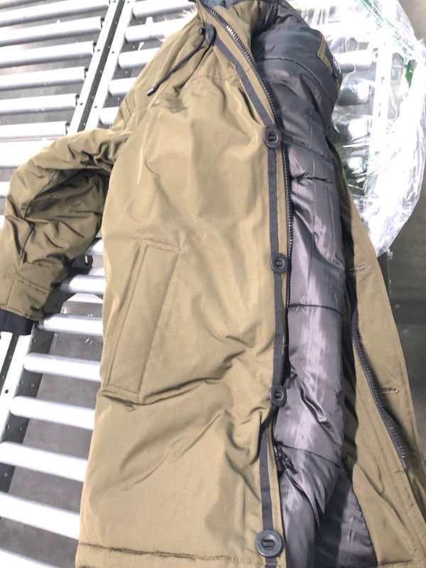 Photo 1 of GUESS Mens Heavyweight Hooded Parka Jacket With Removable Faux Fur Trim X-Large Olive