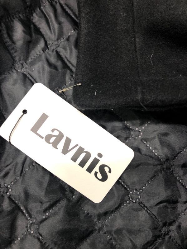 Photo 2 of Lavnis Men's Winter Trench Coat Wool Blend Pea Coat Slim Fit Single Breasted Topcoat Business Dowm Jacket Thicken Black Large