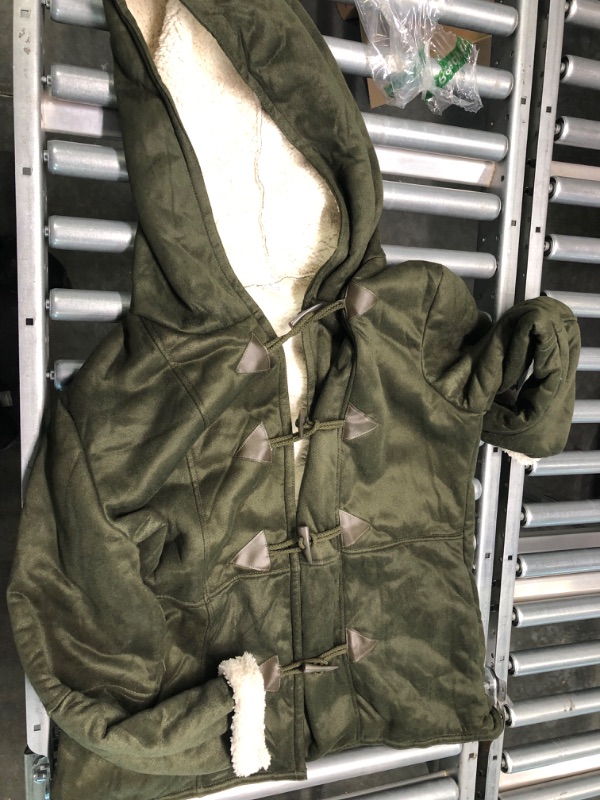 Photo 2 of AI'MOURI Sherpa Fleece Outerwear Overcoat Women Army Green Large