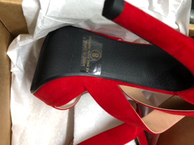 Photo 1 of DREAM PAIRS Women's Open Toe High Stilettos Platform Party Pump Heel Sandals Charlotte 8 C-red/Suede