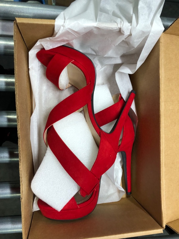 Photo 4 of DREAM PAIRS Women's Open Toe High Stilettos Platform Party Pump Heel Sandals Charlotte 8 C-red/Suede