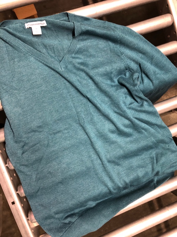 Photo 3 of Amazon Essentials Women's Classic-Fit Lightweight Long-Sleeve V-Neck Sweater (Available in Plus Size) Medium Teal Blue