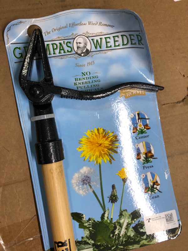 Photo 3 of Grampa's Weeder - The Original Stand Up Weed Puller Tool with Long Handle - Made with Real Bamboo & 4-Claw Steel Head Design - Easily Remove Weeds Without Bending, Pulling, or Kneeling