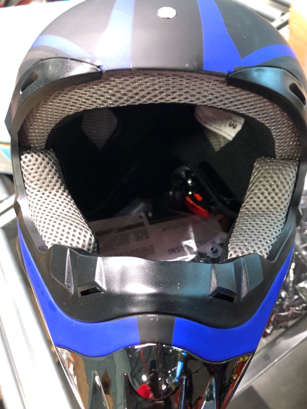 Photo 7 of TTMiku Youth Motocross Helmet,Lightweight 4-Wheeler ATV Dirt Bike BMX MX Off-Road Motorcycle Helmet W/Gloves Goggles Mask,DOT Approved Medium Blue