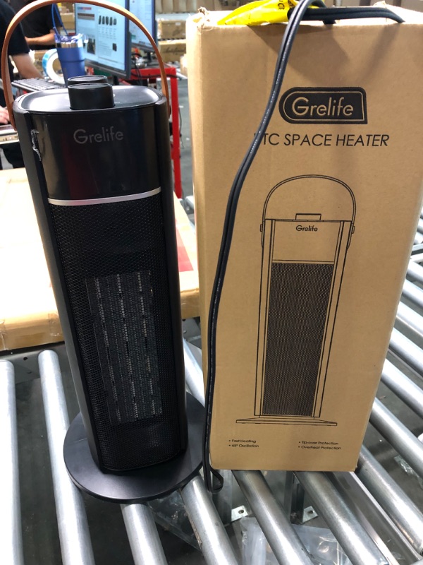 Photo 2 of Grelife 1500W Space Heater with Adjustable Thermostat, 18" PTC Fast Heating Ceramic Heater, Widespread Oscillation, Over Heating & Tip-over Switch Protection for Bedroom Office