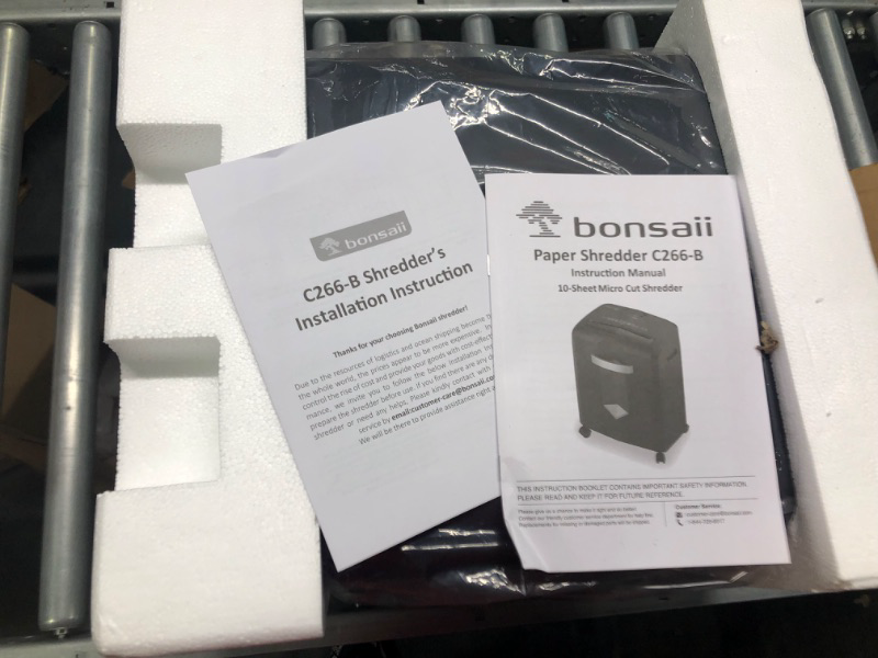 Photo 1 of Bonsaii 10 Sheet Micro Cut Paper Shredder, 30-Minute Home Office Heavy Duty Shredder for CD, Credit Card, Mails, Staple, Clip, with 4 Casters & 4.2 Gal Pullout Bin (C266-B) 10 Sheet 30-Minute