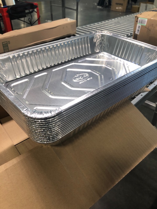 Photo 2 of Aluminum Pans Full Size, Large Disposable Roasting & Baking Pan, 21"x13" Deep Foil Pans (20 Pack) Extra Heavy Duty Chafing Trays for Hotels, Restaurants, Caterers, Steam Table, Buffets & Bakeware