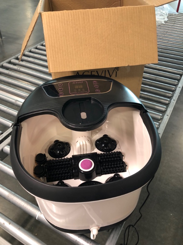 Photo 1 of Foot Spa Bath Massager with Automatic Shiatsu Massaging Rollers and Maize Roller and Heat Bubbles Multi-Mode, Auto Pedicure Stone,Temperature Control Vibration and Red Light for Home Office Use