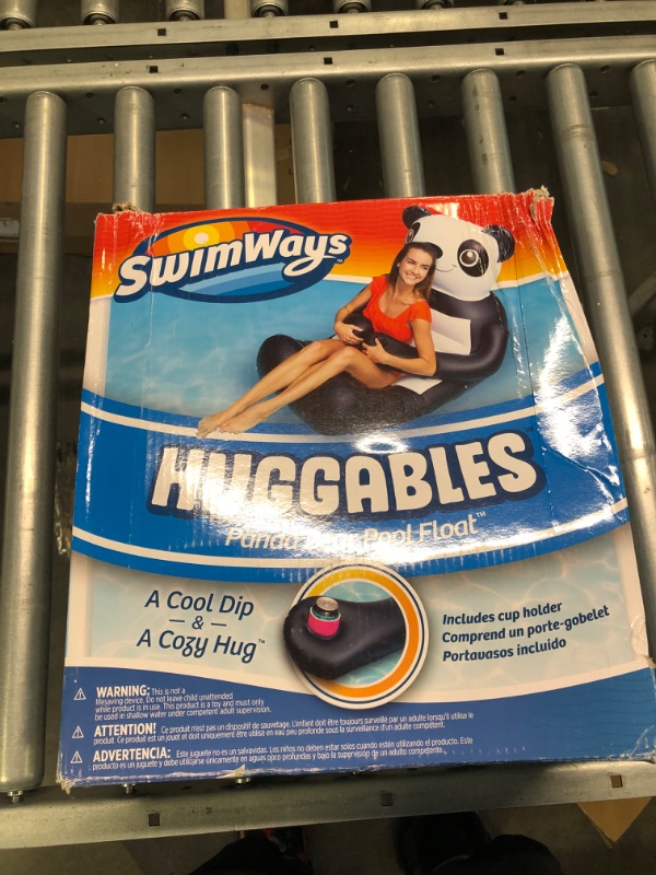 Photo 1 of SwimWays Huggables Panda Bear Pool Float - Inflatable Lounger with Cupholder for Pool or Lake, kids and adults