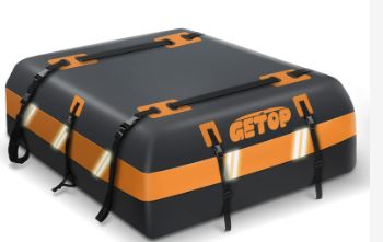 Photo 1 of 21 Cubic Feet Rooftop Cargo Carrier Bag Waterproof,GETOP 730D Car Roof Bag Heavy-Duty Soft-Shell for All Car Storage Bag (Orange)
