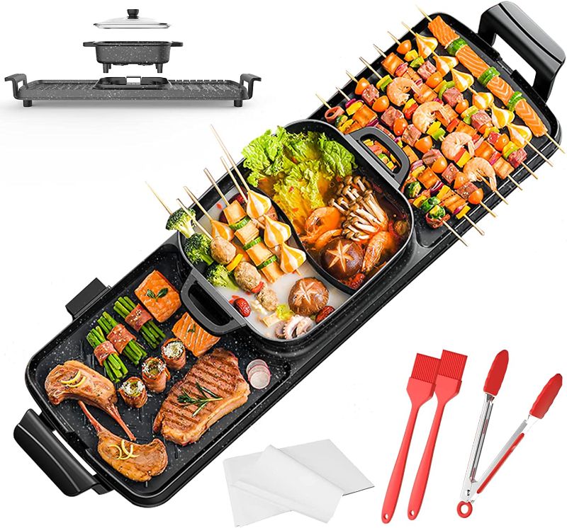 Photo 1 of Aoran Kitchen Hot Pot with Grill,2200w 3 in 1 Electric Smokeless Indoor Grill Pot,Separable Shabu Hot Pot divided BBQ?2200W F3AY
