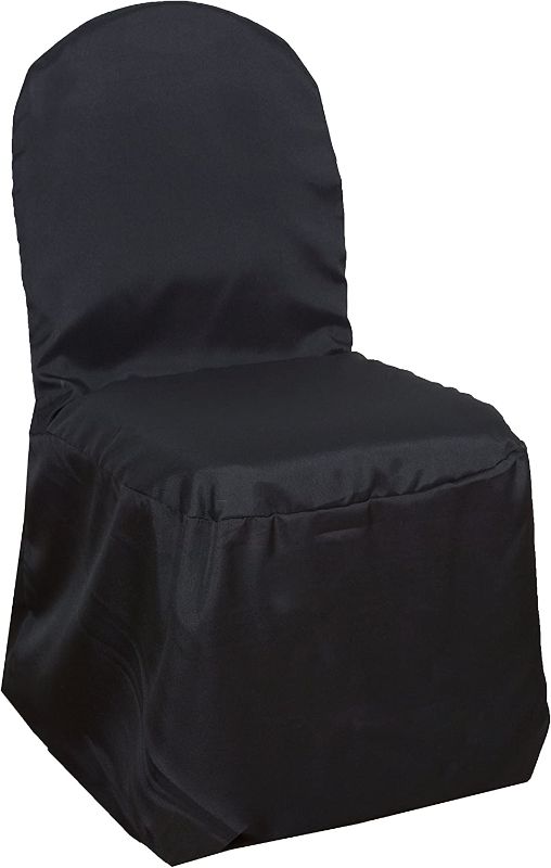 Photo 1 of 50 pcs Black Polyester Banquet Chair Covers for Party Wedding Linens Decorations Dining Ceremony Reception Supplies
