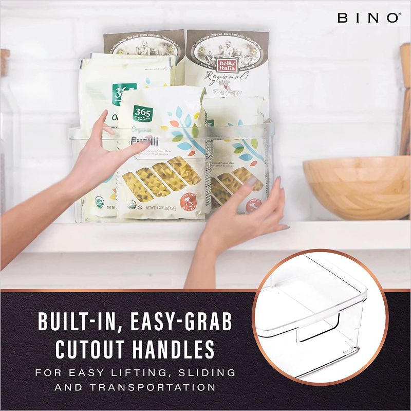 Photo 1 of BINO | Plastic Storage Bins, Large -  | THE LUCID COLLECTION | Multi-Use Organizer Bin | Built-In Handle | BPA-Free | Clear Storage Container | Fridge Organizer | Pantry & Home Organization
