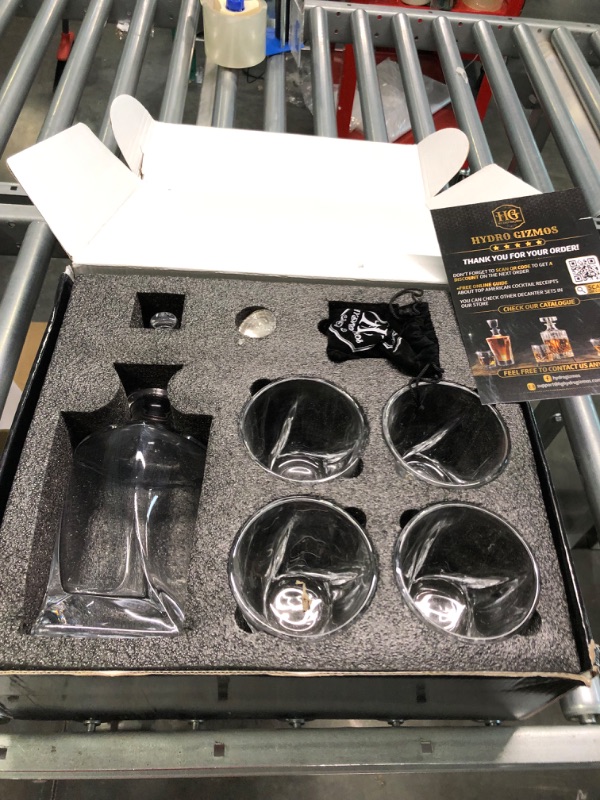 Photo 2 of Whiskey Decanter Set for Men with 4 Glasses and 9 Cooling Whisky Stones, Bourbon, Rum, Scotch, Crystal Clear Decanter Sets - Whiskey Gifts for Men Dad Him (Fashion Glass)