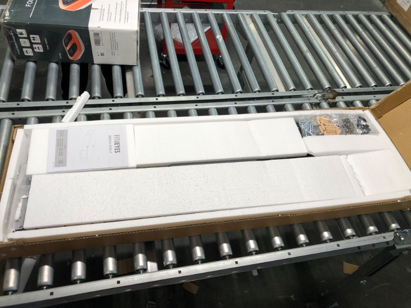 Photo 1 of FITUEYES Floating TV Stand Wall Mounted TV Shelf with Door Wood Media Console Entertainment Center Under TV Floating Cabinet Desk Storage Hutch for Home and Office Black 42 inch Black