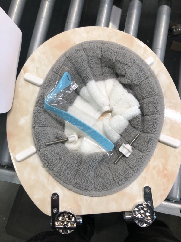 Photo 1 of Angel Shield Marble Toilet Seat Durable Molded Wood with Quiet Close, Easy Clean, Quick-Release Hinges (Round, Beige Marble) Round-16.5“ Beige-Round