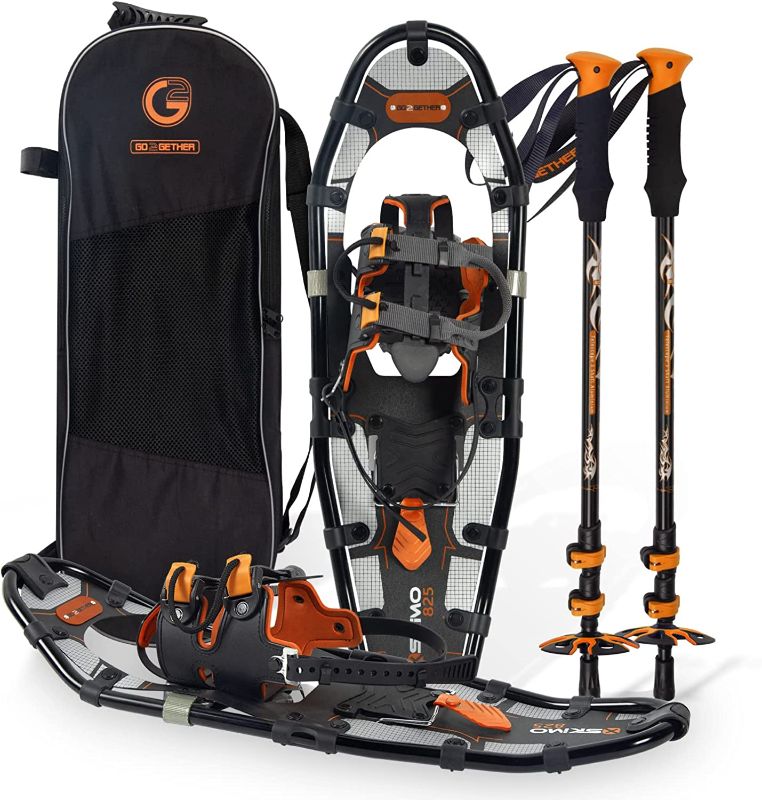Photo 1 of G2 21/25/30 Inches Light Weight Snowshoes for Women Men Youth, Set with Trekking Poles, Carrying Bag, Snow Baskets, Special EVA Padded One-Pull Binding,...
