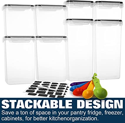 Photo 1 of Airtight Food Storage Containers 25-Piece Set, Kitchen & Pantry Organization, BPA Free Plastic Storage Containers with Lids, for Cereal, Flour, Sugar, Baking Supplies, Labels & Measuring Cups