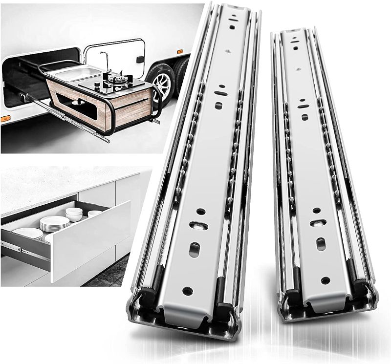 Photo 1 of AOLISHENG 1 Pair Heavy Duty Drawer Slides 26" Inch 150 lb Load Capacity Side Mount Full Extension Ball Bearing Cabinet Rails Tool Box Runners Tracks Glides